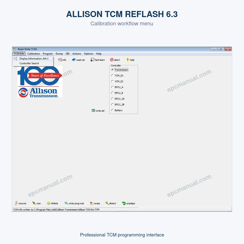 ALLISON TCM REFLASH 6.3 screenshot 6