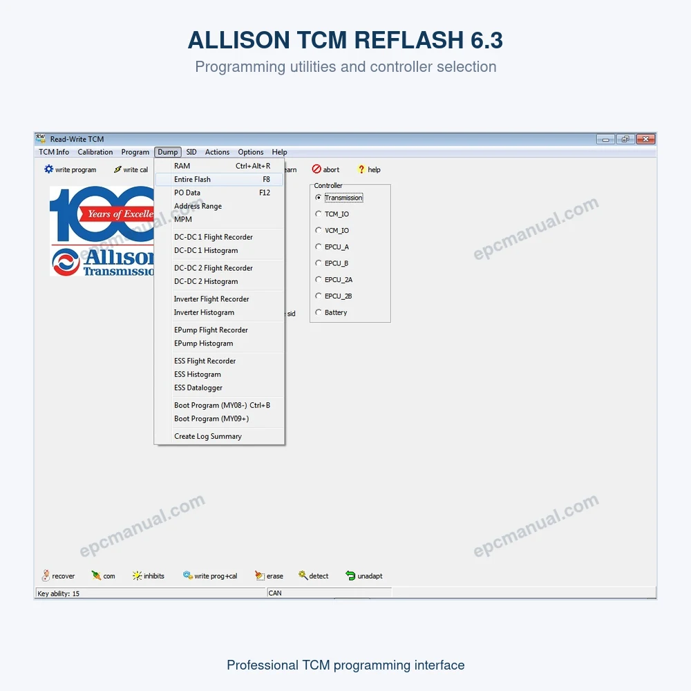 ALLISON TCM REFLASH 6.3 screenshot 9