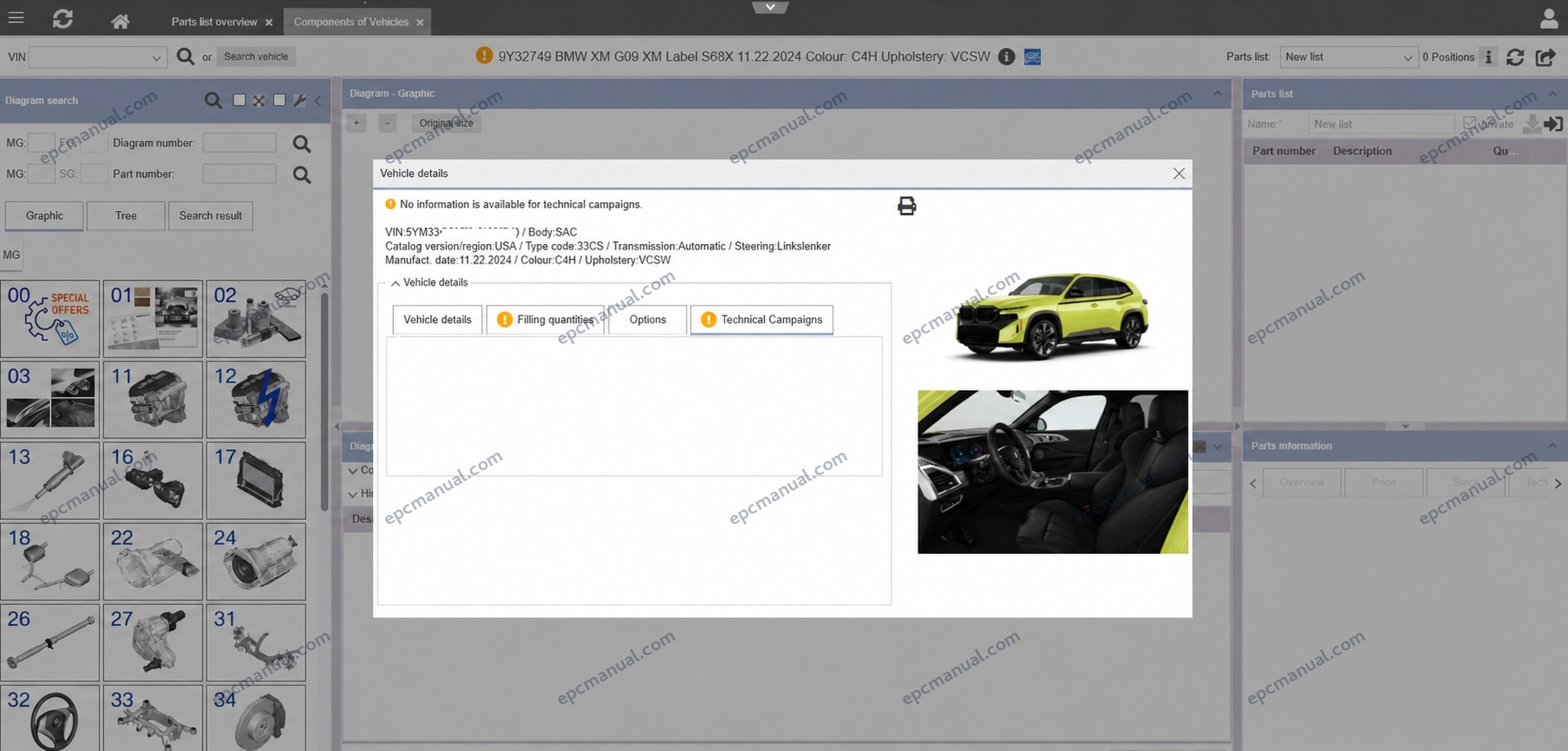 BMW ETK EPC Online parts catalog interface