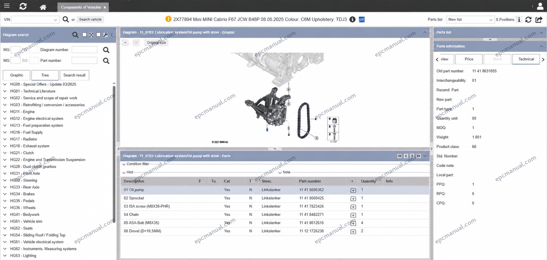 BMW ETK EPC Online parts catalog interface