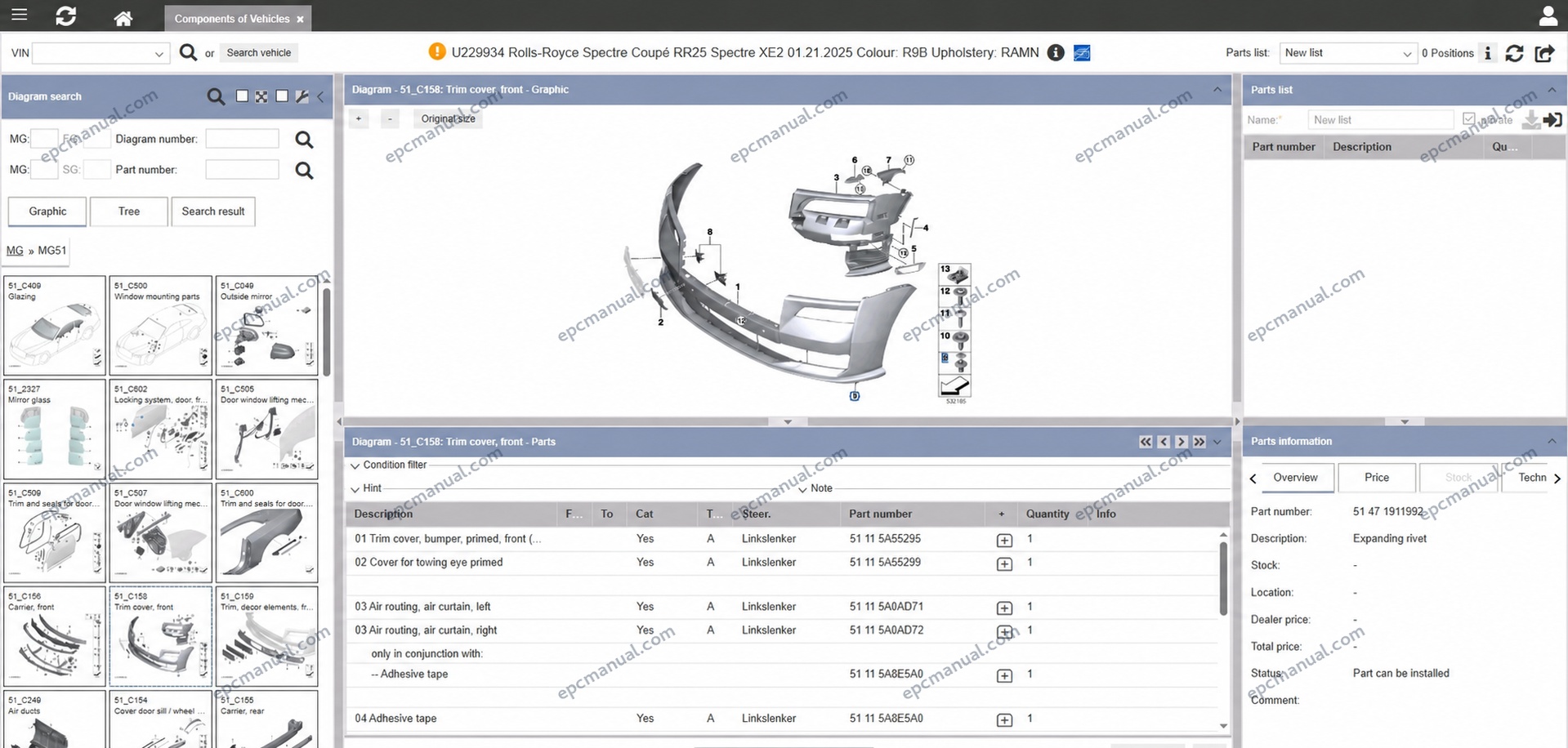 BMW ETK EPC Online parts catalog interface