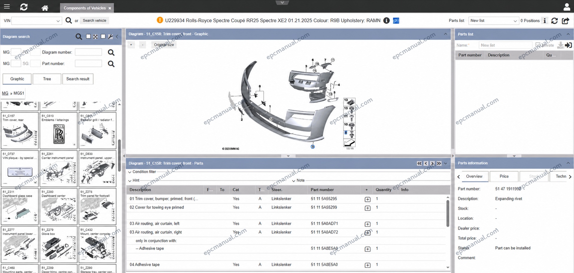 BMW ETK EPC Online parts catalog interface