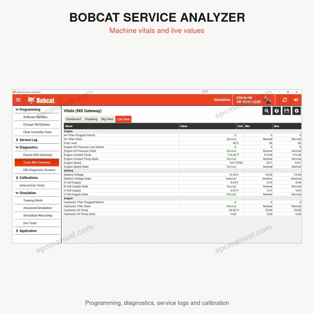 BOBCAT SERVICE ANALYZER 92.10 screenshot 2