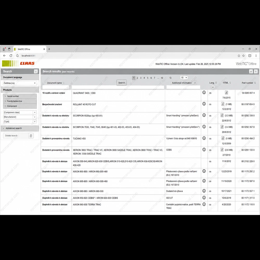CLAAS WEBTIC OFFLINE CZECH 4.4.94 screenshot 4