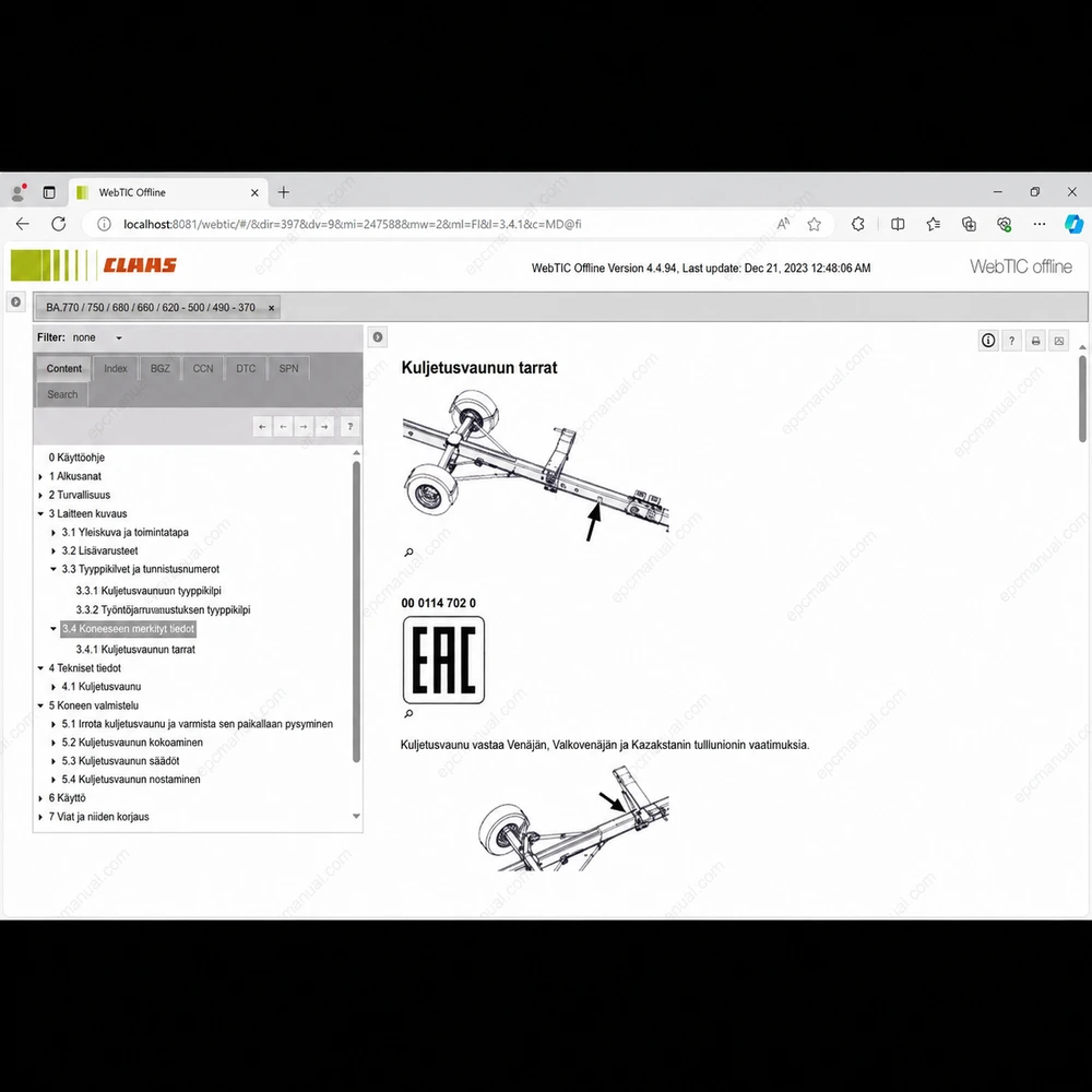 CLAAS WEBTIC OFFLINE FINNISH 4.4.94 screenshot 3