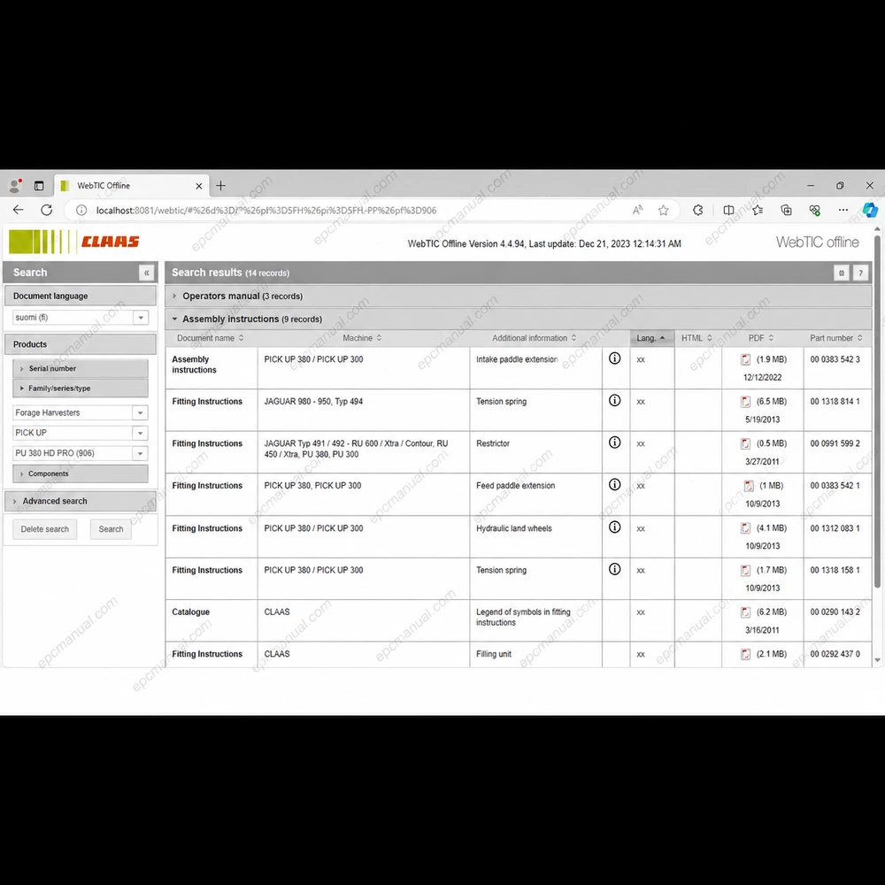 CLAAS WEBTIC OFFLINE FINNISH 4.4.94 screenshot 9