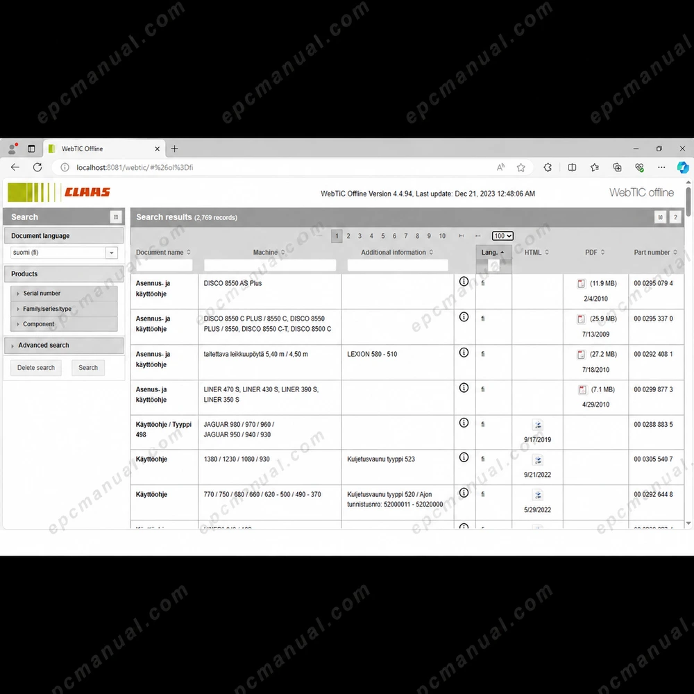 CLAAS WEBTIC OFFLINE FINNISH 4.4.94 screenshot 10
