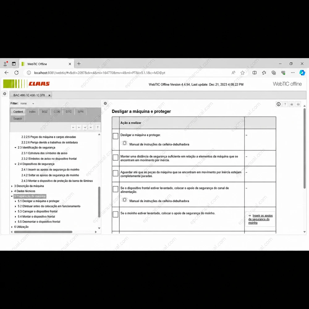 CLAAS WEBTIC OFFLINE PORTUGUESE 4.4.94 screenshot 3