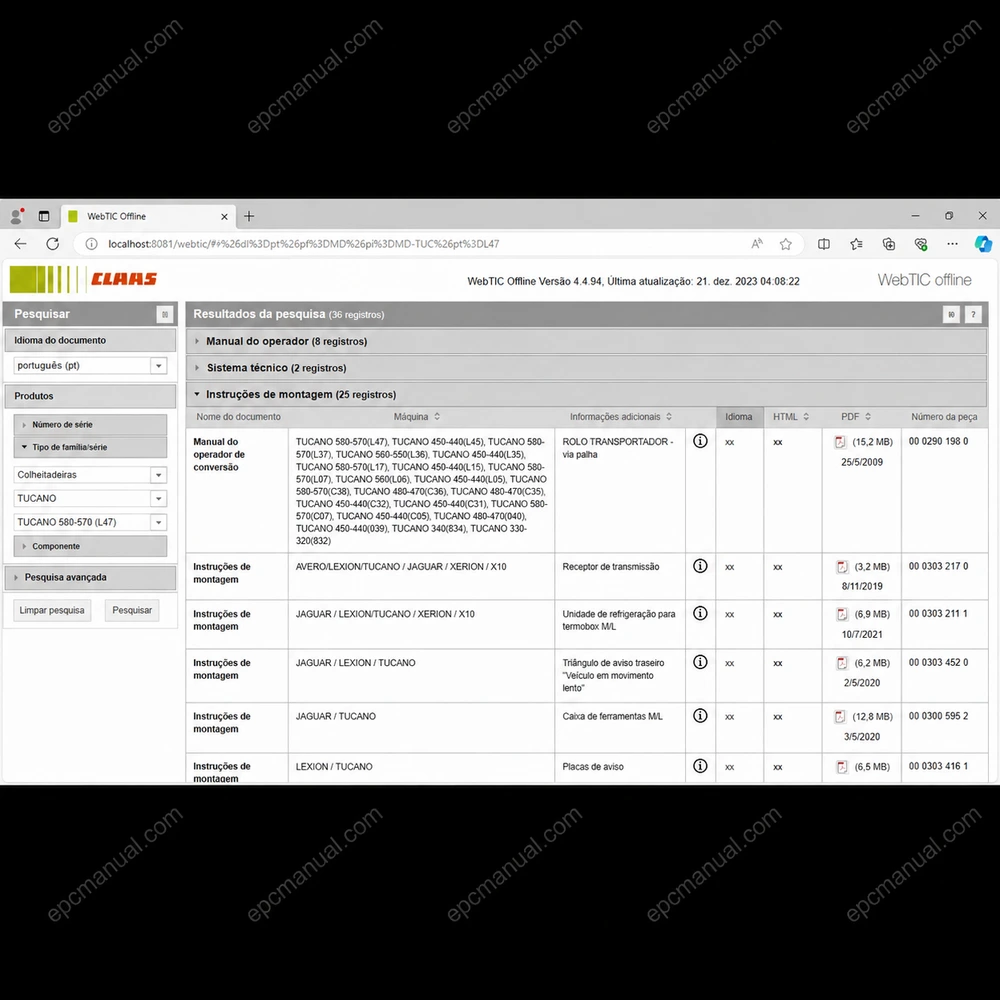 CLAAS WEBTIC OFFLINE PORTUGUESE 4.4.94 screenshot 9