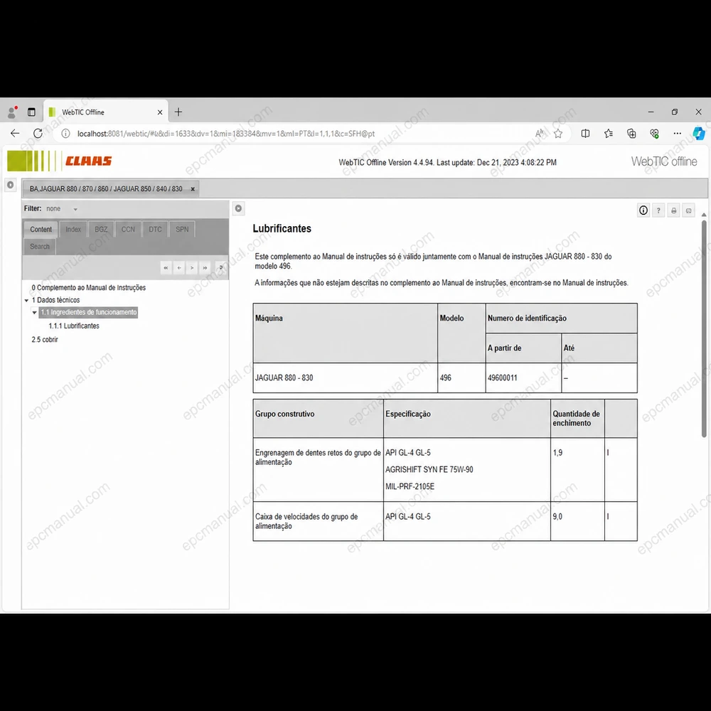 CLAAS WEBTIC OFFLINE PORTUGUESE 4.4.94 screenshot 12