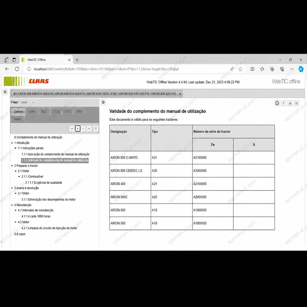 CLAAS WEBTIC OFFLINE PORTUGUESE 4.4.94 screenshot 14