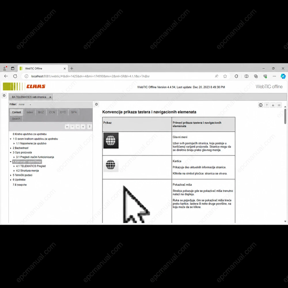 CLAAS WEBTIC OFFLINE SERBIAN 4.4.94 screenshot 3