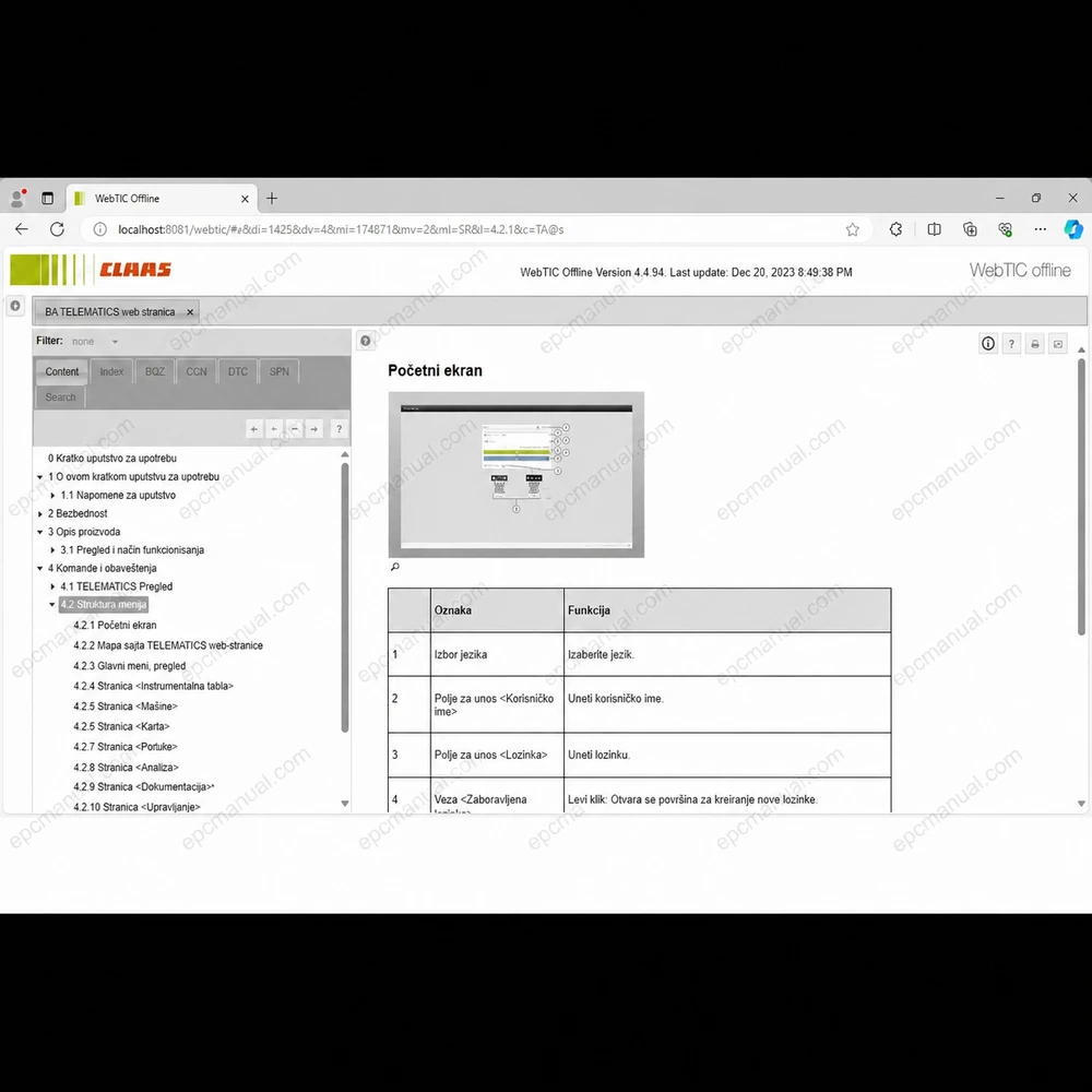 CLAAS WEBTIC OFFLINE SERBIAN 4.4.94 screenshot 4