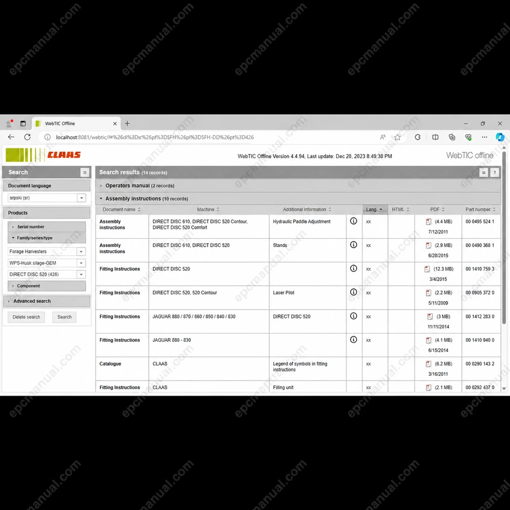 CLAAS WEBTIC OFFLINE SERBIAN 4.4.94 screenshot 9