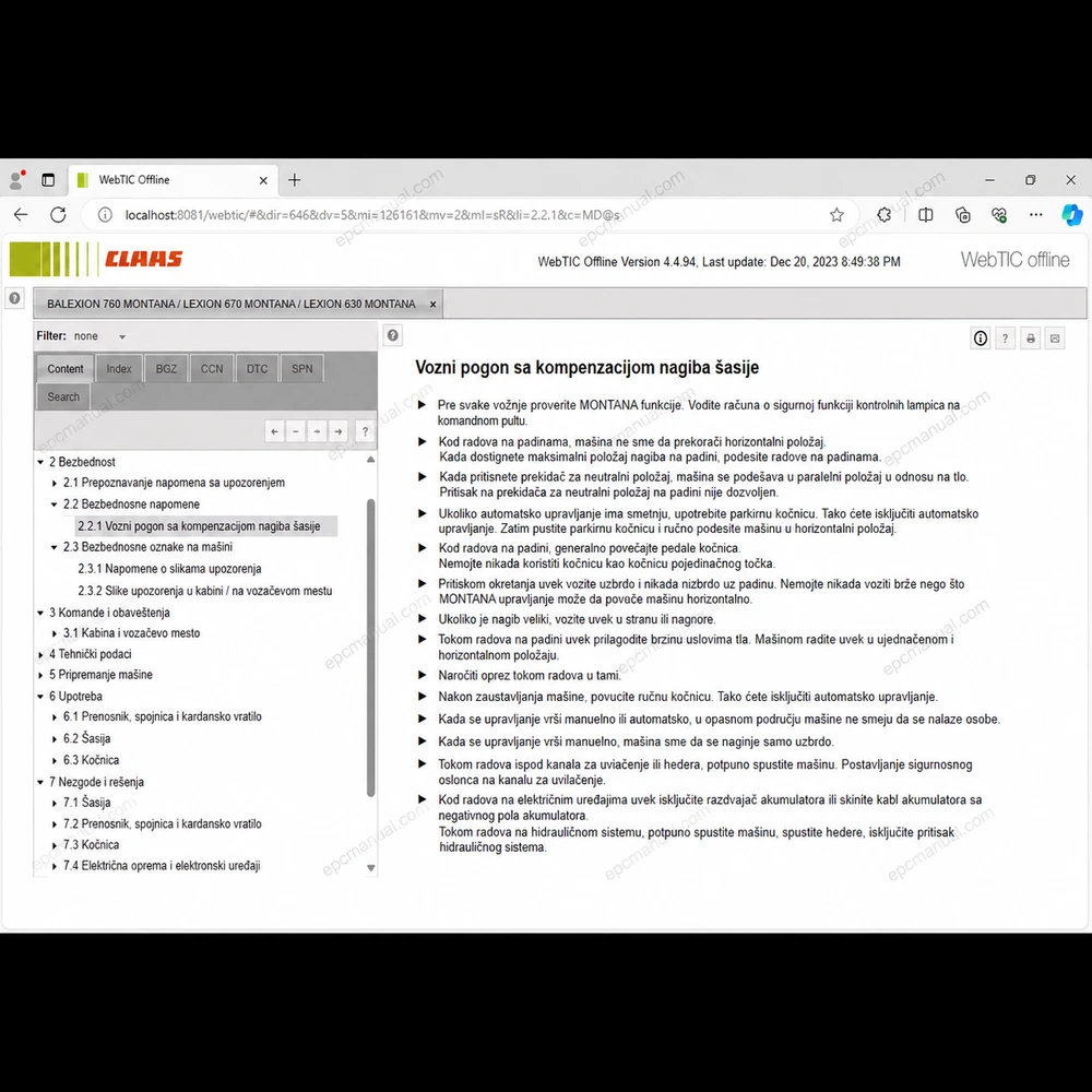 CLAAS WEBTIC OFFLINE SERBIAN 4.4.94 screenshot 14