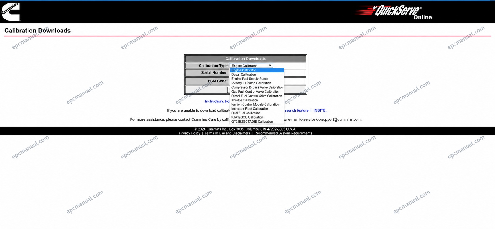 Cummins QuickServe service information system