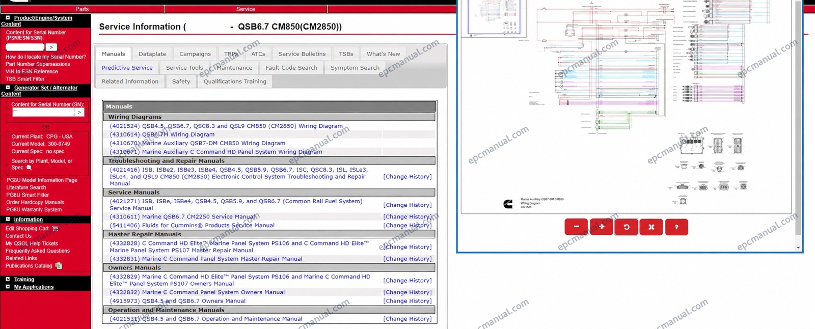 Cummins QuickServe service information system