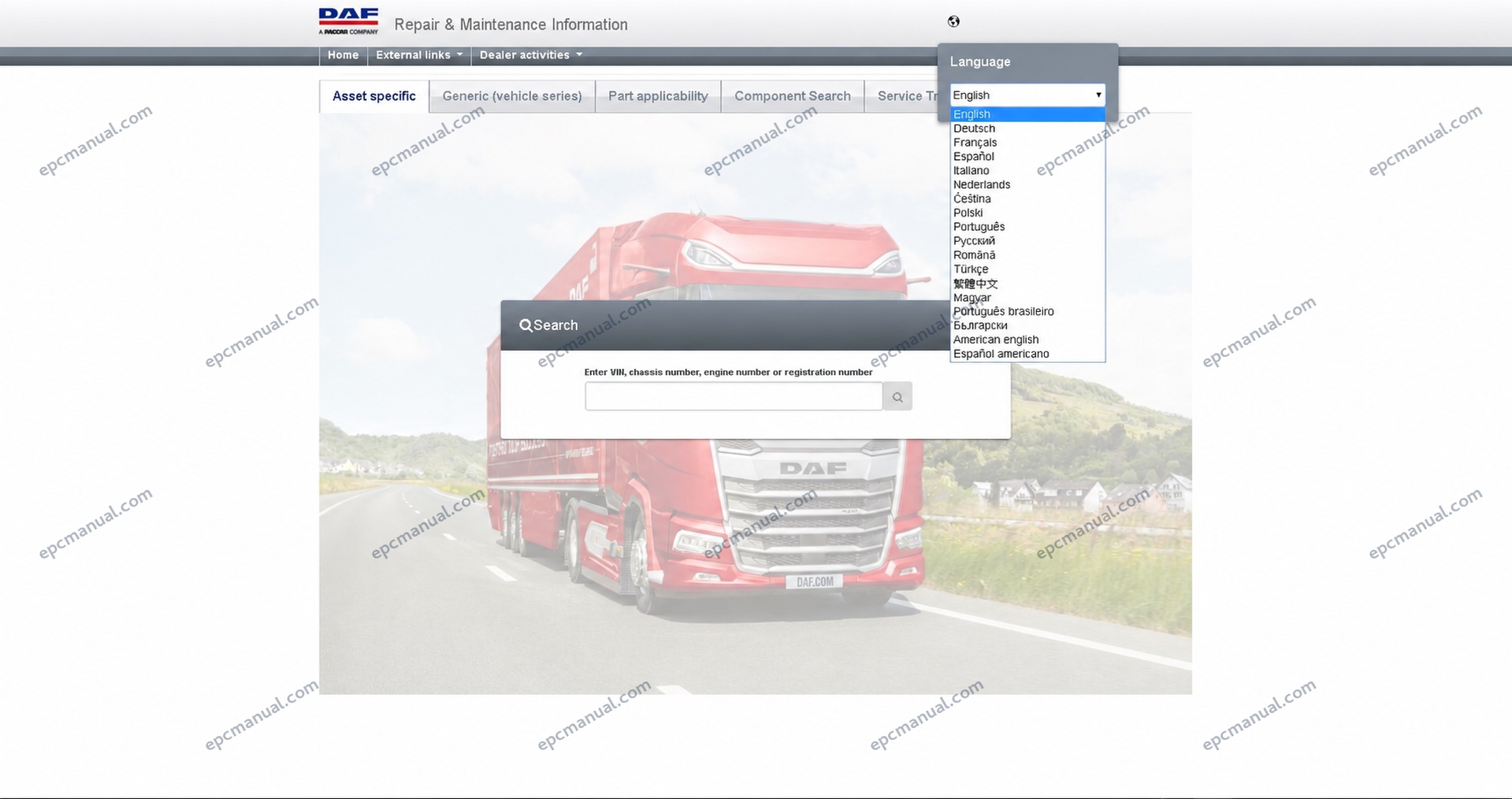 DAF Rapido RMI EPC Online Parts Catalog & Service Information