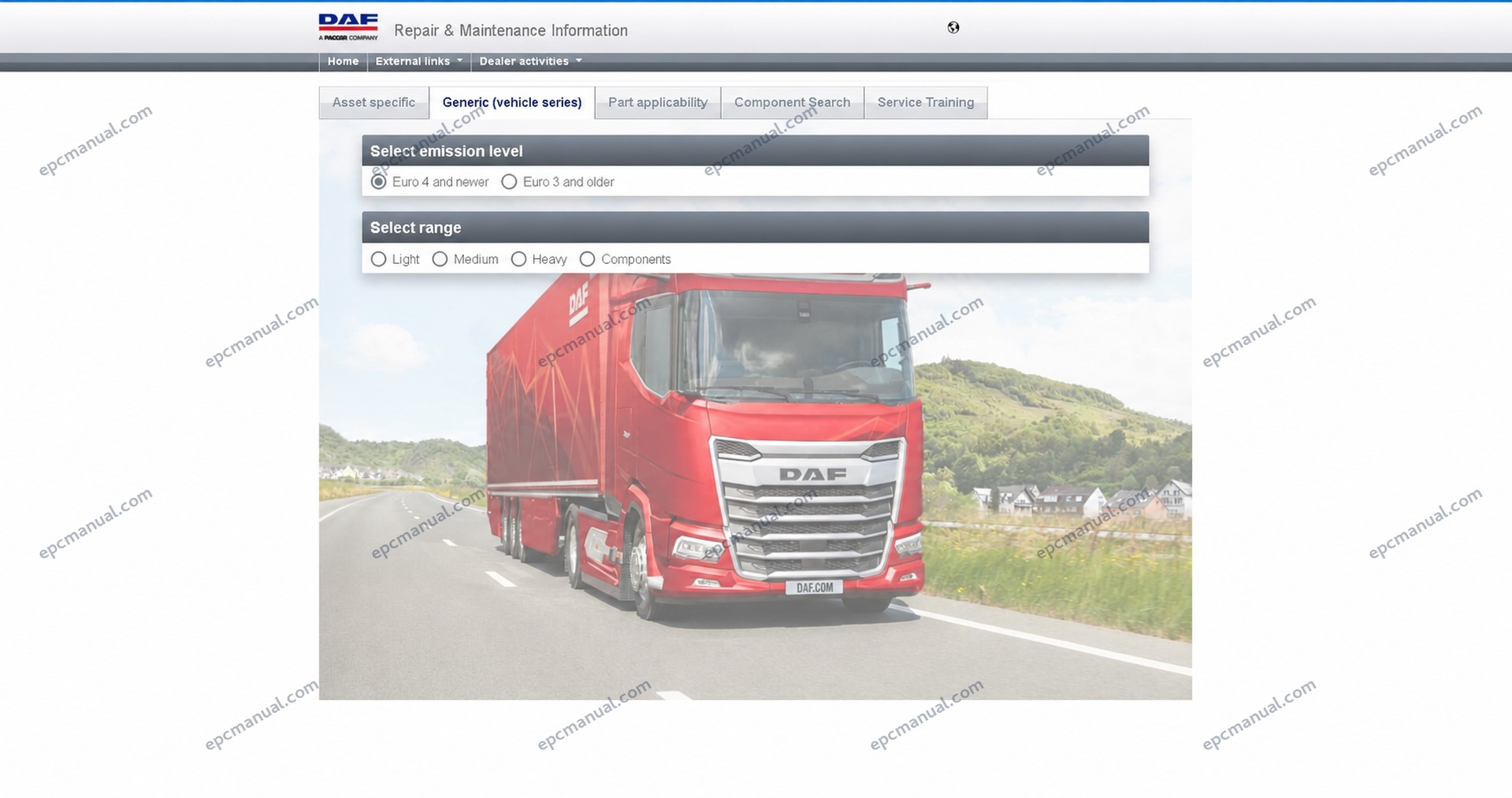 DAF Rapido RMI EPC Online Parts Catalog & Service Information