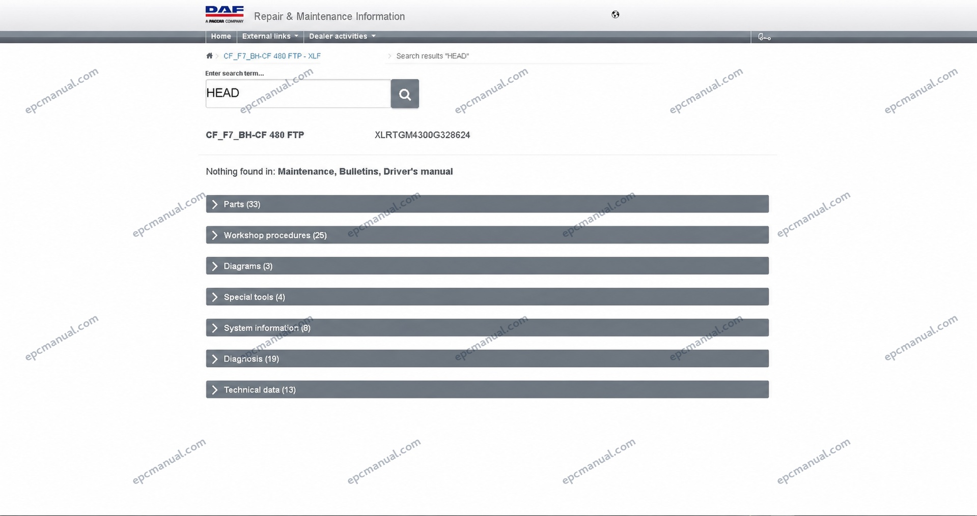 DAF Rapido RMI EPC Online Parts Catalog & Service Information