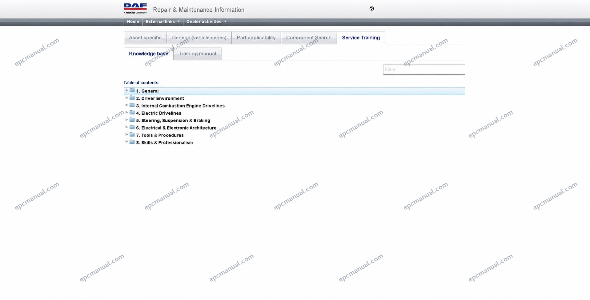 DAF Rapido RMI EPC Online Parts Catalog & Service Information
