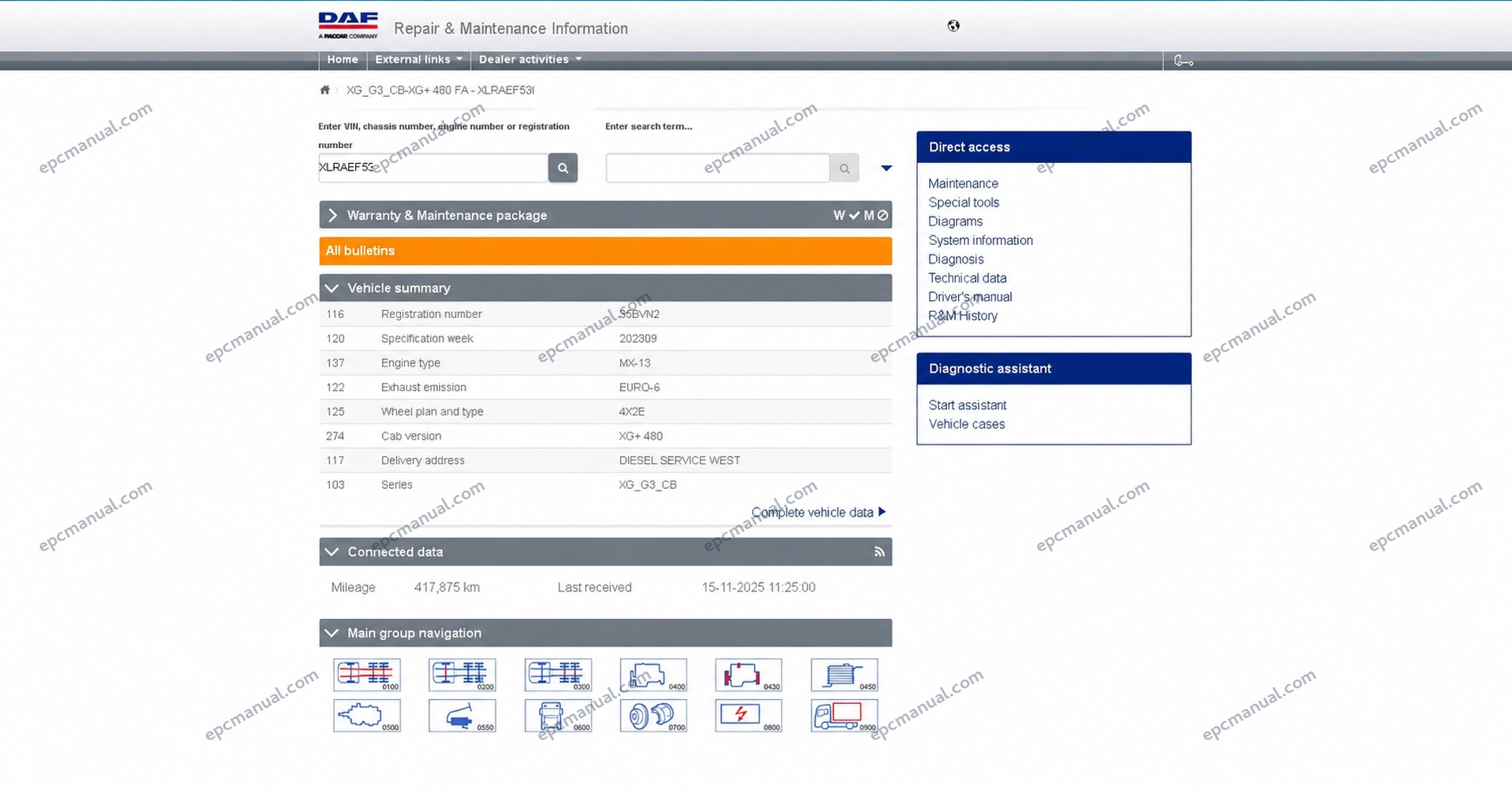 DAF Rapido RMI EPC Online Parts Catalog & Service Information