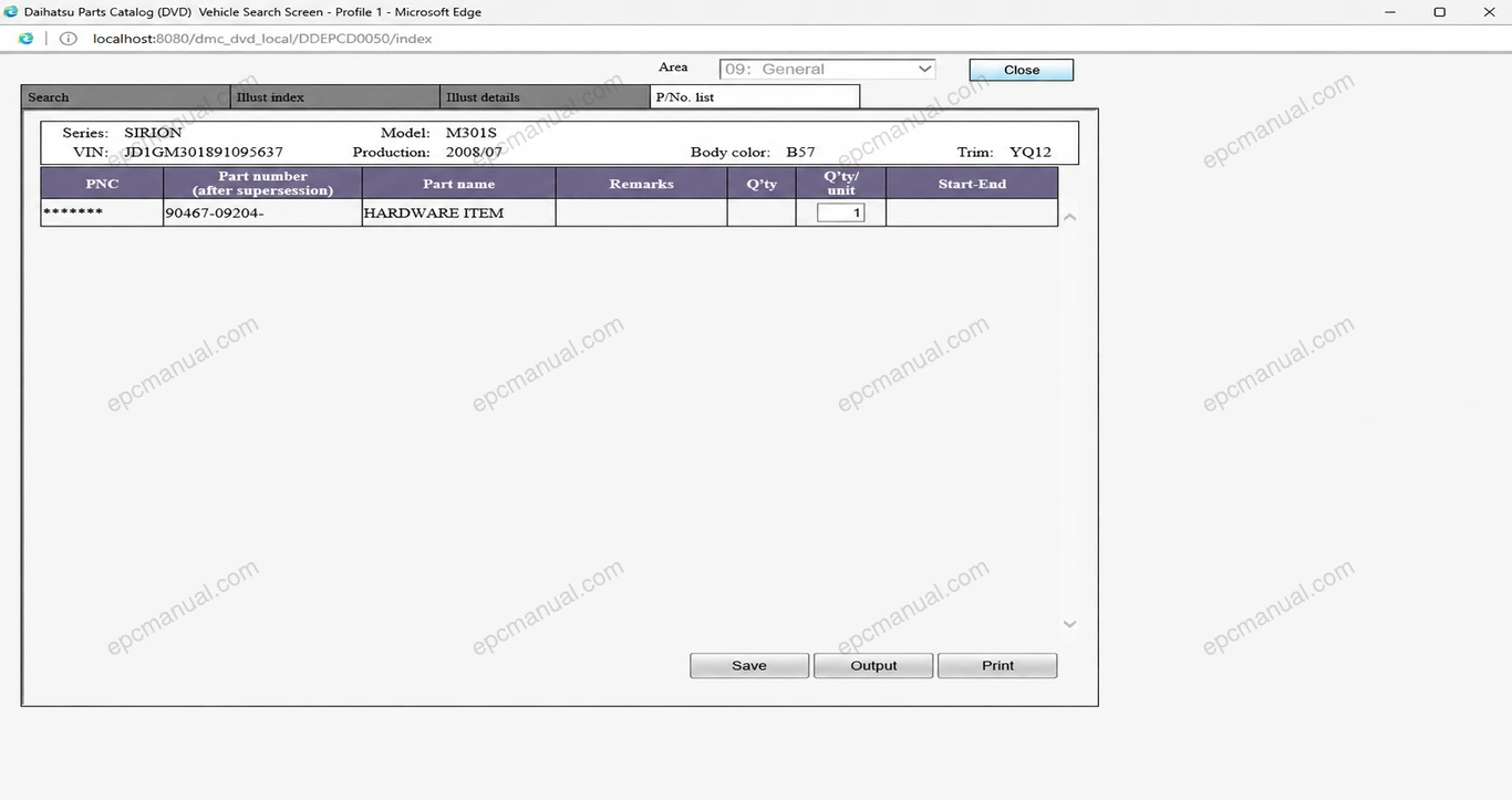 DAIHATSU PARTS CATALOG screenshot 8