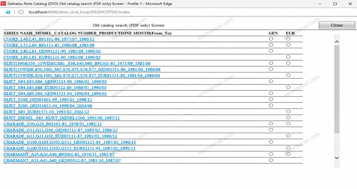 DAIHATSU PARTS CATALOG screenshot 12