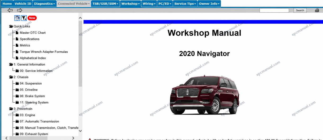 Ford Motorcraft Service Info Online Repair Manuals screenshot 2