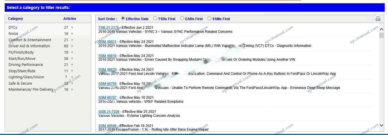 Ford Motorcraft Service Info Online Repair Manuals screenshot 9