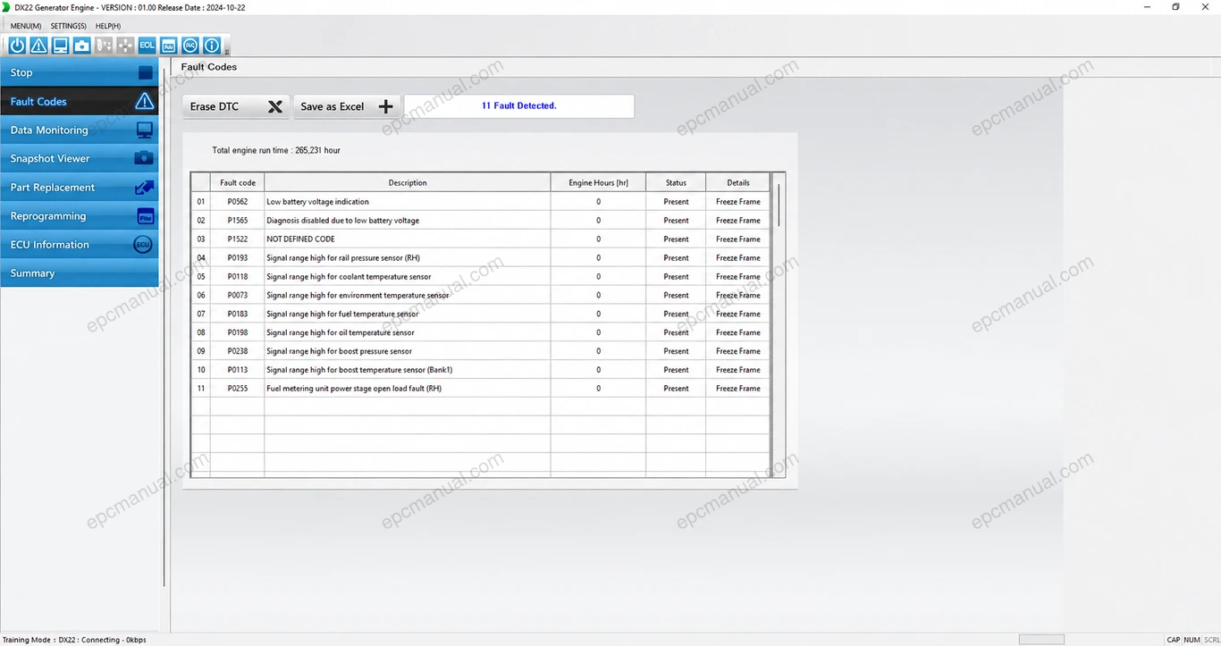 HYUNDAI INFRACORE DX22 GENSET 01.00 screenshot 5