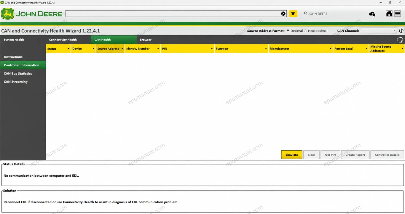 JOHN DEERE CAN AND CONNECTIVITY HEALTH WIZARD 12147 screenshot 5