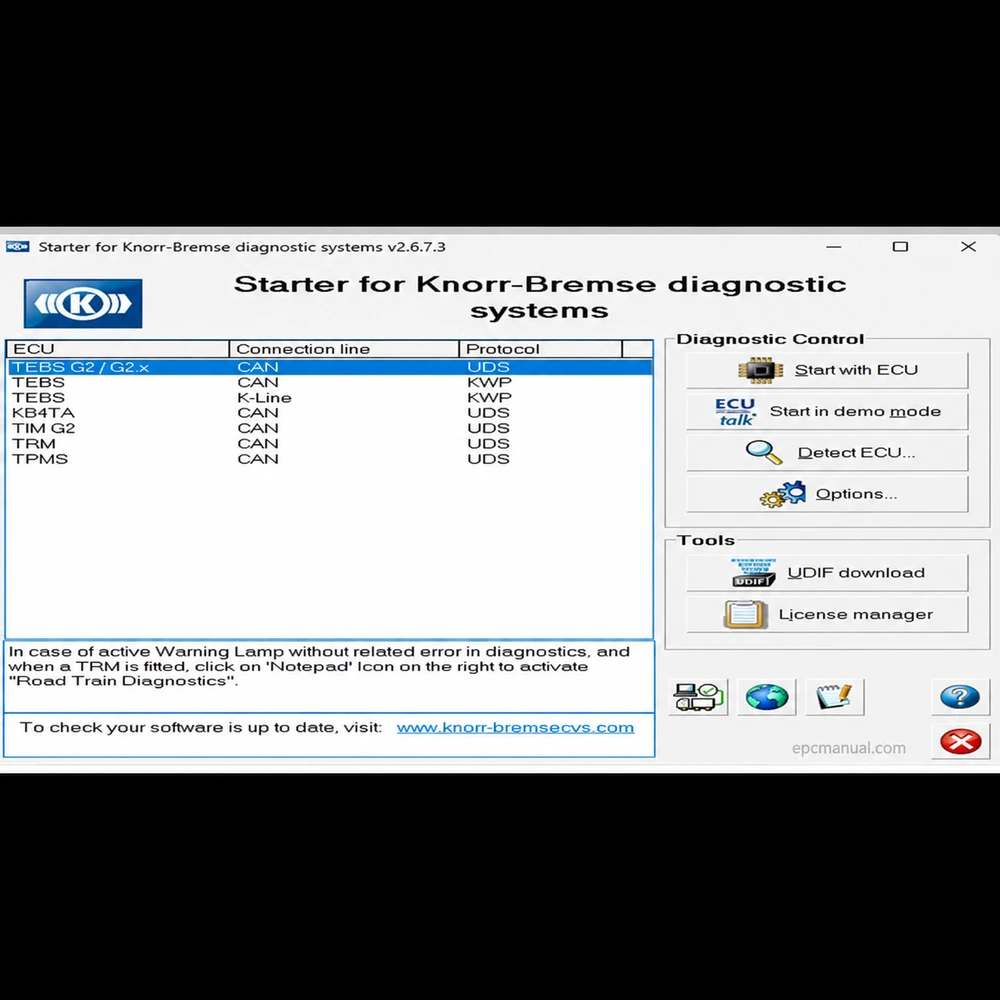 KNORR-BREMSE DIAGNOSTICS SYSTEMS 2.6.7.3 screenshot 2