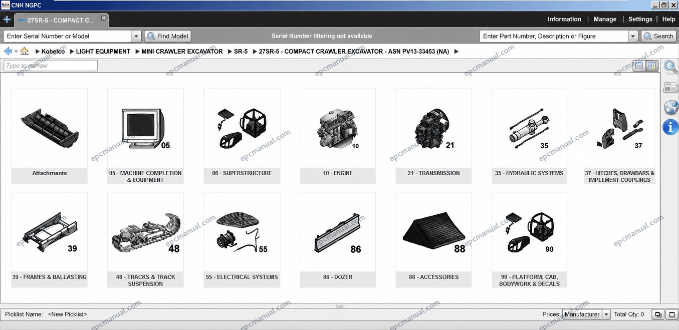 Kobelco EPC 2015 Parts Catalog - Image 6