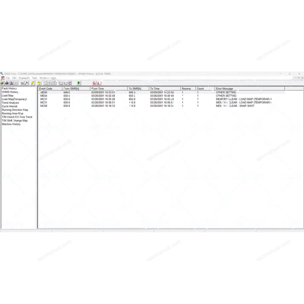 KOMATSU VHMS TECHNICAL ANALYSIS TOOL BOX 3.05.00 screenshot 12