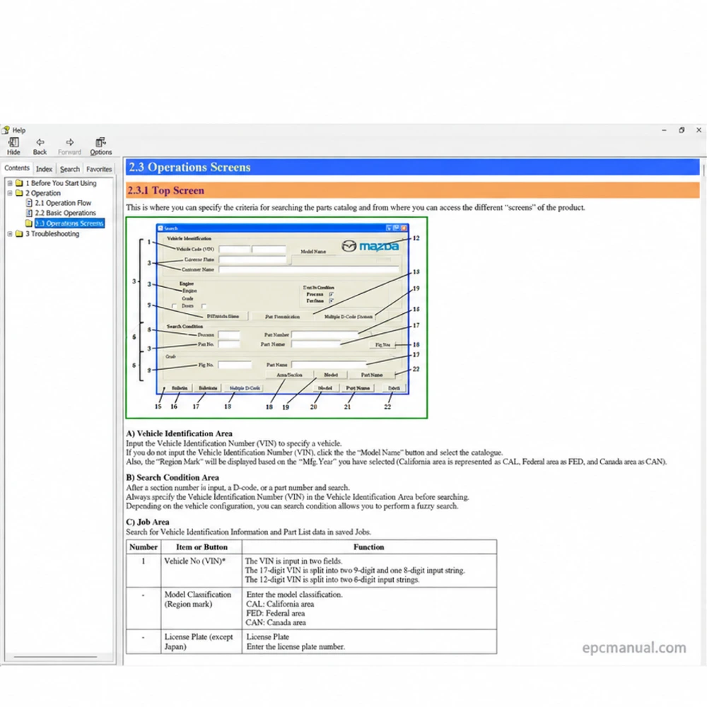MAZDA GENERAL ELECTRONIC PARTS CATALOGUE 2024.05 screenshot 13