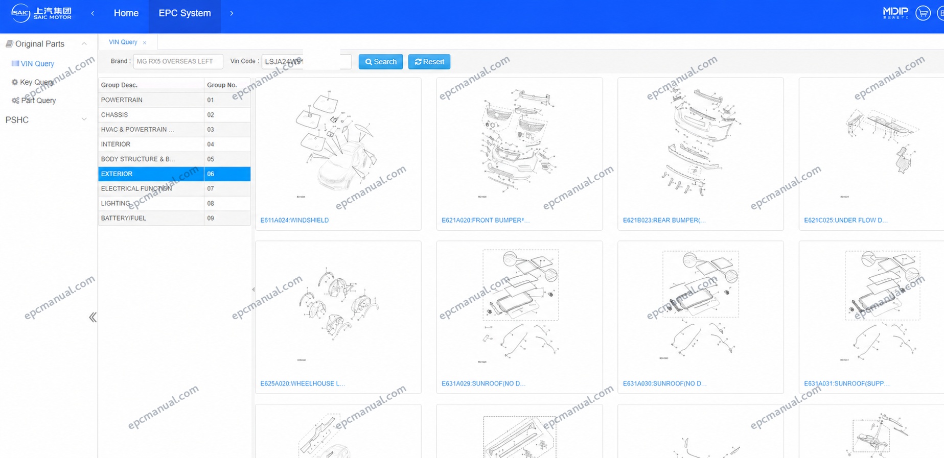 SAIC MOTOR EPC Online Parts Catalog