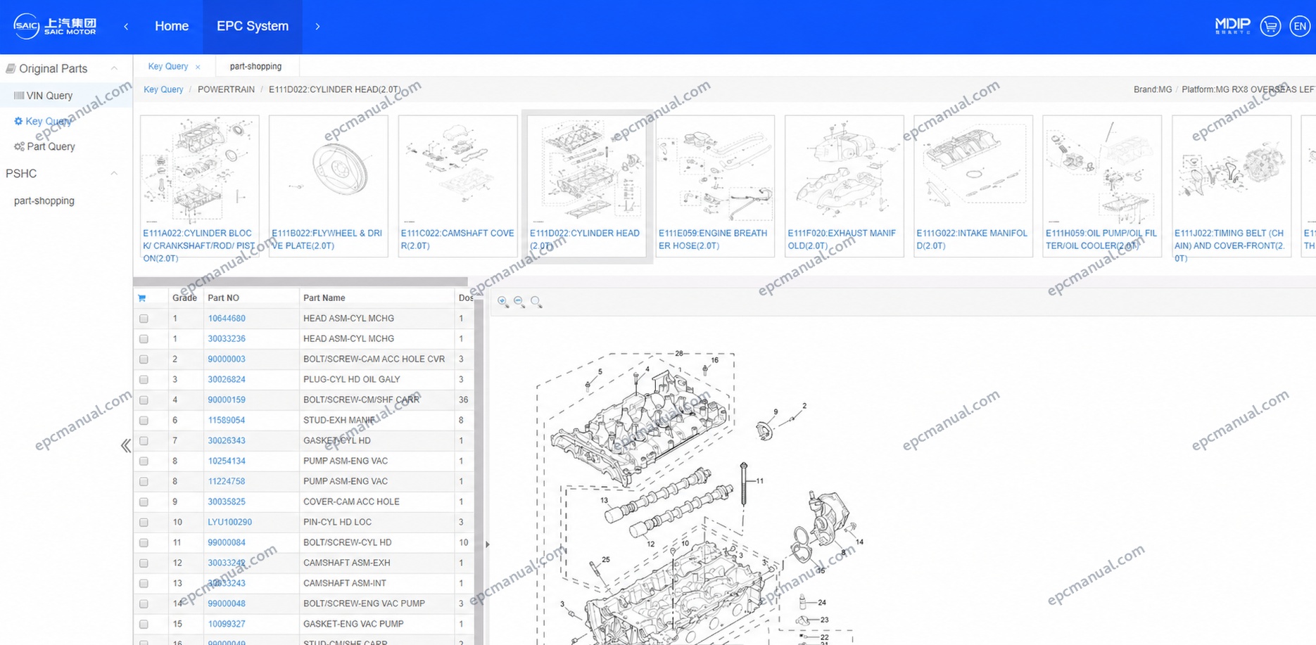 SAIC MOTOR EPC Online Parts Catalog