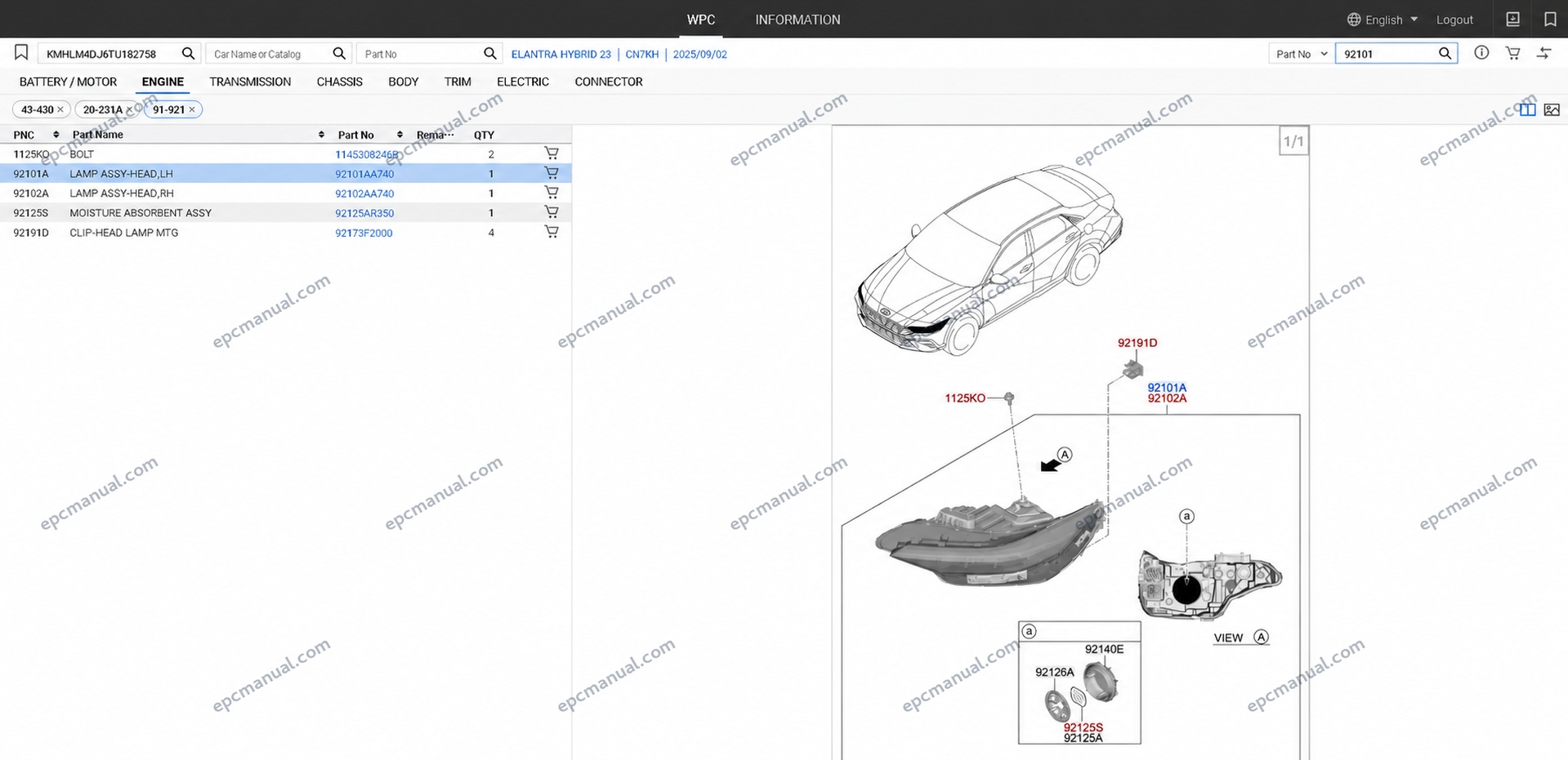 MOBIS WPC EPC Hyundai & KIA Online Parts Catalog