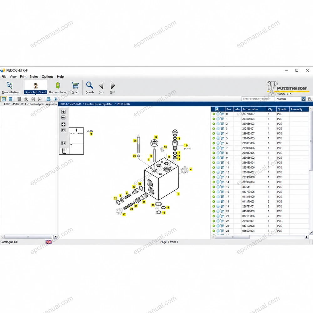 PUTZMEISTER PEDOC ETK-F PARTS PUBLISHER 5.8 screenshot 9